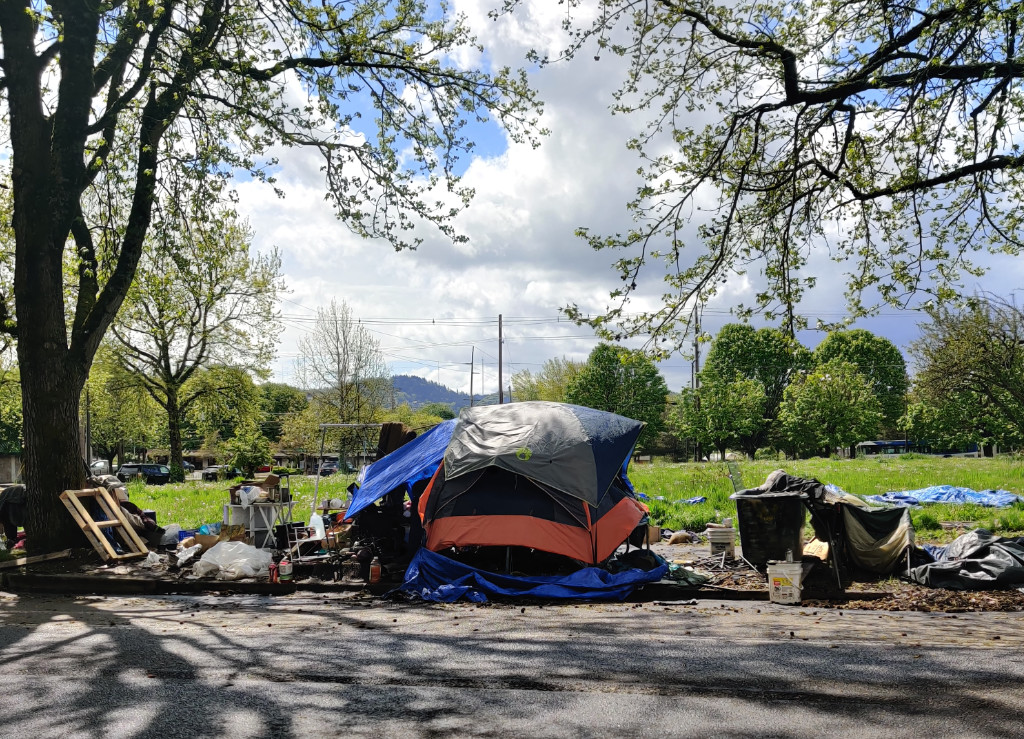 Homeless tent in Portland Oregon